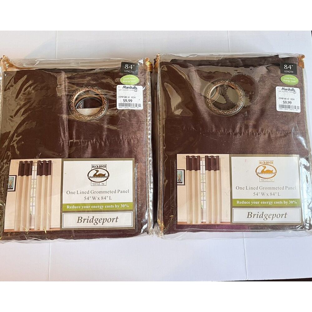 New Lot Of 2 Duck River Textile Bridgeport Grommet Top Curtain Panels 54 x 84